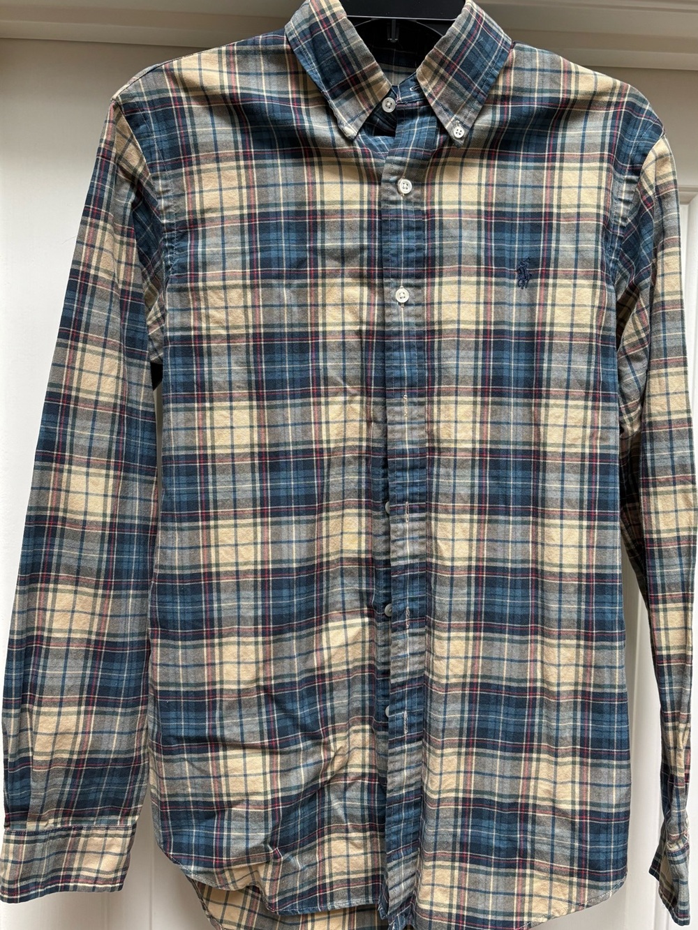 Ralph Lauren Blue and Cream Plaid Button-Down Shirt